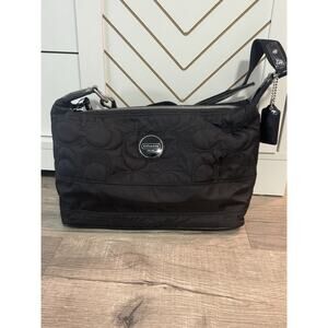 Vintage COACH Y2K Quilted Nylon Puffer Shoulder Bag Black EUC